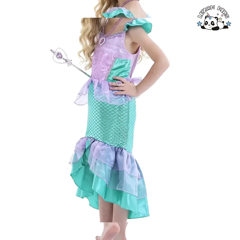 LEZONKIDS - Children's Clothes Summer New Princess Skirt Mermaid Girl Dress Halloween Performance Costume